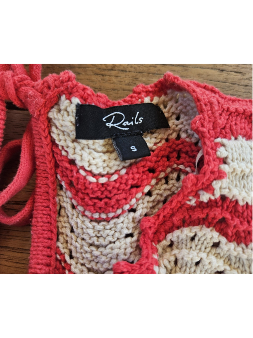Rails Coen Top Crocheted Sweater in Cherry Oat Stripe Size S - Picture 4 of 7